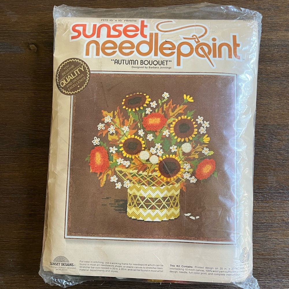 Sunset Designs Needlepoint Kit | Autumn Bouquet | Vintage